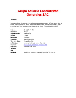 Convocatorias de personal (23 07-10)