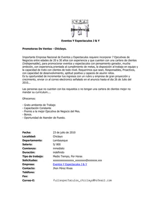 Convocatorias de personal (23 07-10)