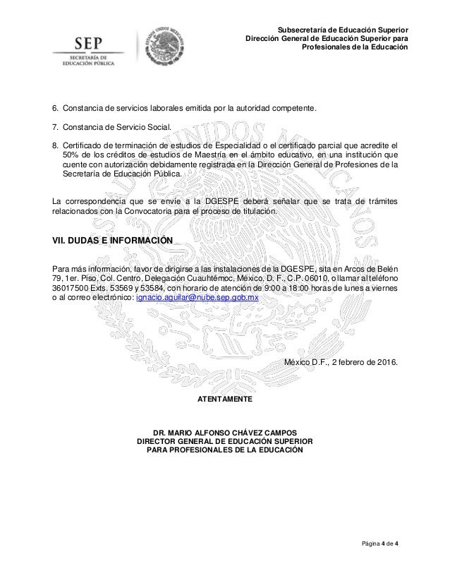 Convocatoria titulación acuerdo 590