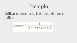 Ejemplo
Utilizar el teorema de la convolución para
hallar: