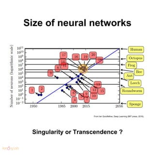 Size of neural networks
From Ian Goodfellow, Deep Learning (MIT press, 2016).
Singularity or Transcendence ?
 