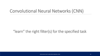Convolutional Neural Networks (CNN)
ABDULRAZAK ZAKIEH (ABDLARZAK.ZK@GMAIL.COM) 21
“learn” the right filter(s) for the specified task
 