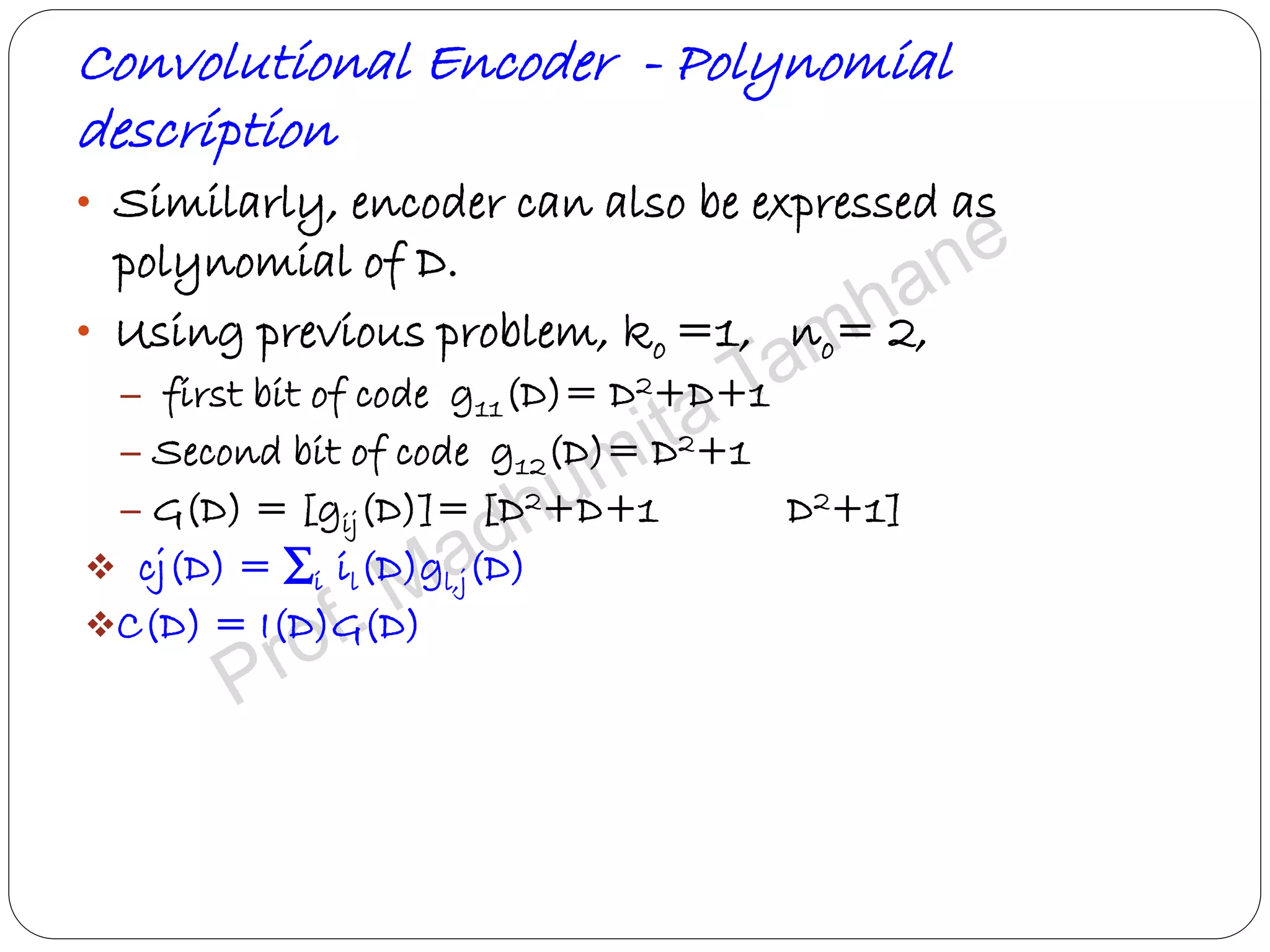 Convolution codes - Coding/Decoding Tree codes and Trellis codes for ...
