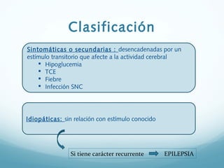 Clasificación
Idiopáticas: sin relación con estímulo conocido
Sintomáticas o secundarias : desencadenadas por un
estímulo ...