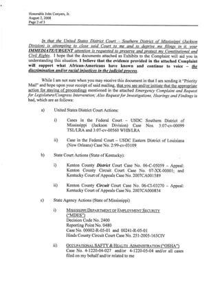 08/02/08 LETTER TO CONGRESSMAN JOHN CONYERS