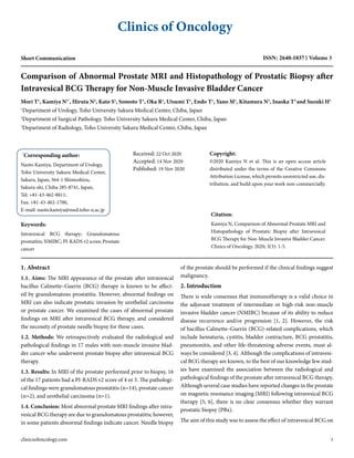 Comparison of Abnormal Prostate MRI and Histopathology of Prostatic ...
