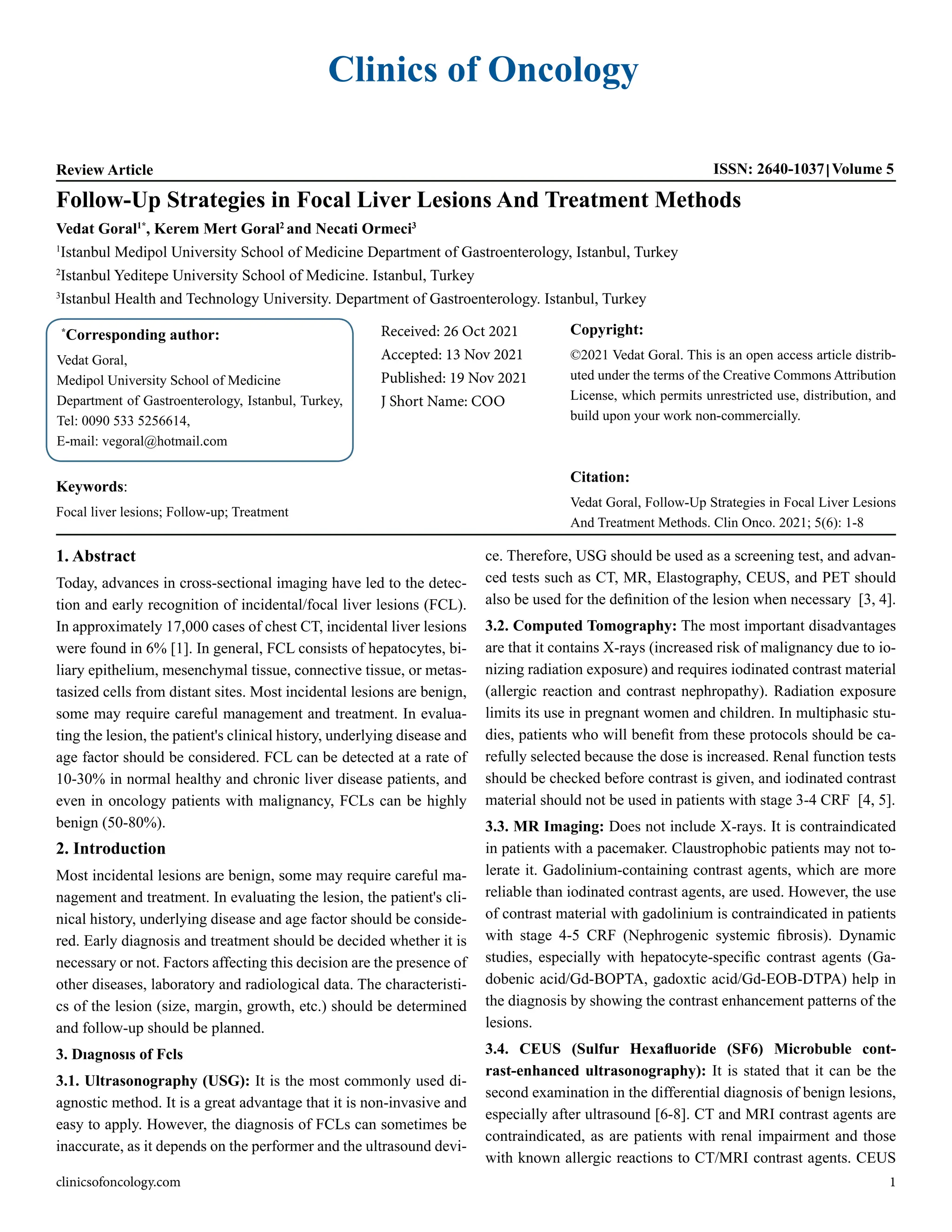 Follow-Up Strategies in Focal Liver Lesions And Treatment Methods | PDF