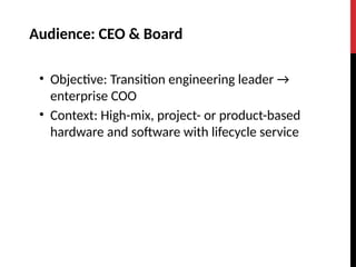 COO Development Plan - High Mix Hardware and Software - Dave Litwiller ...