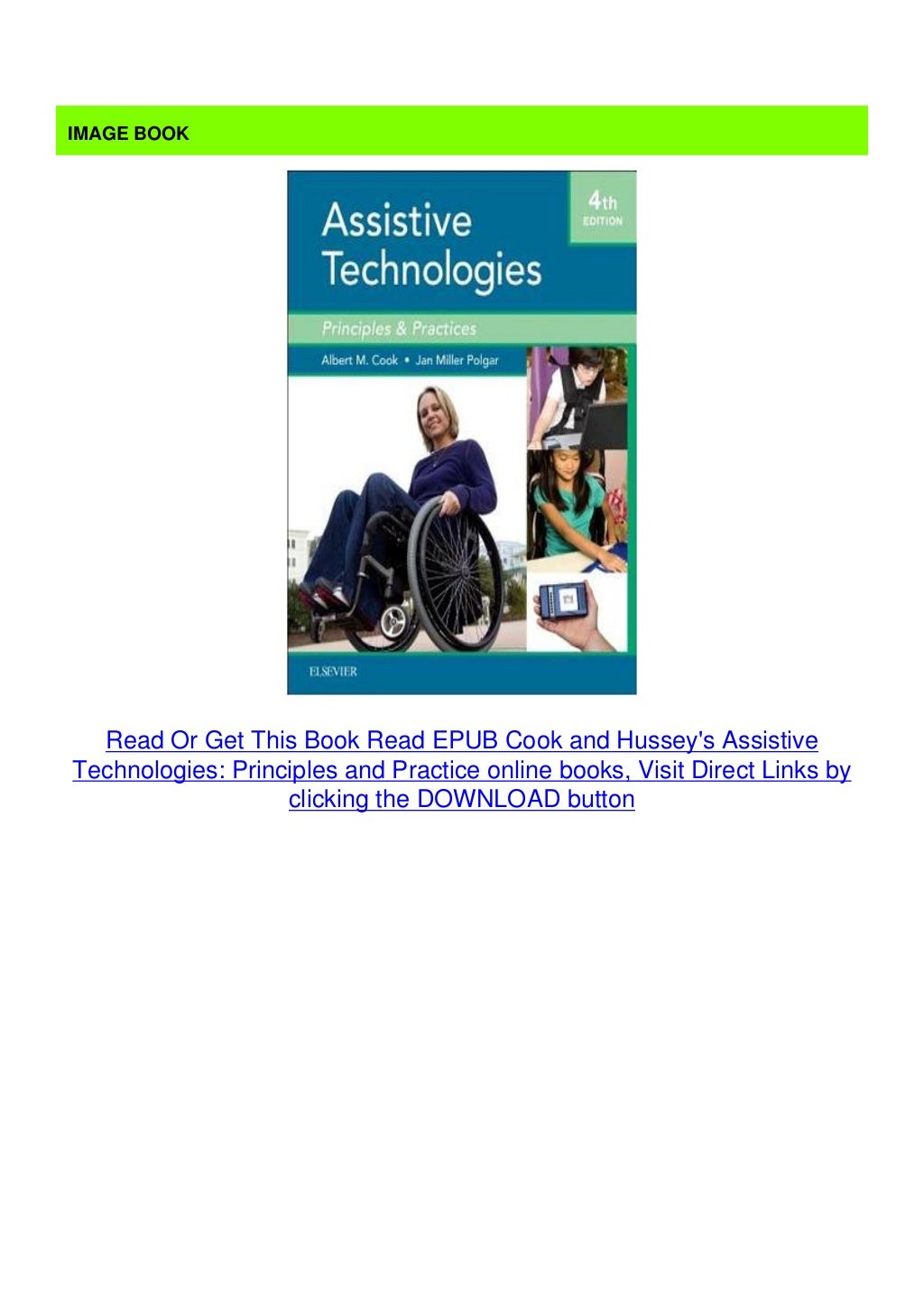 Read EPUB Cook and Hussey's Assistive Technologies Principles and