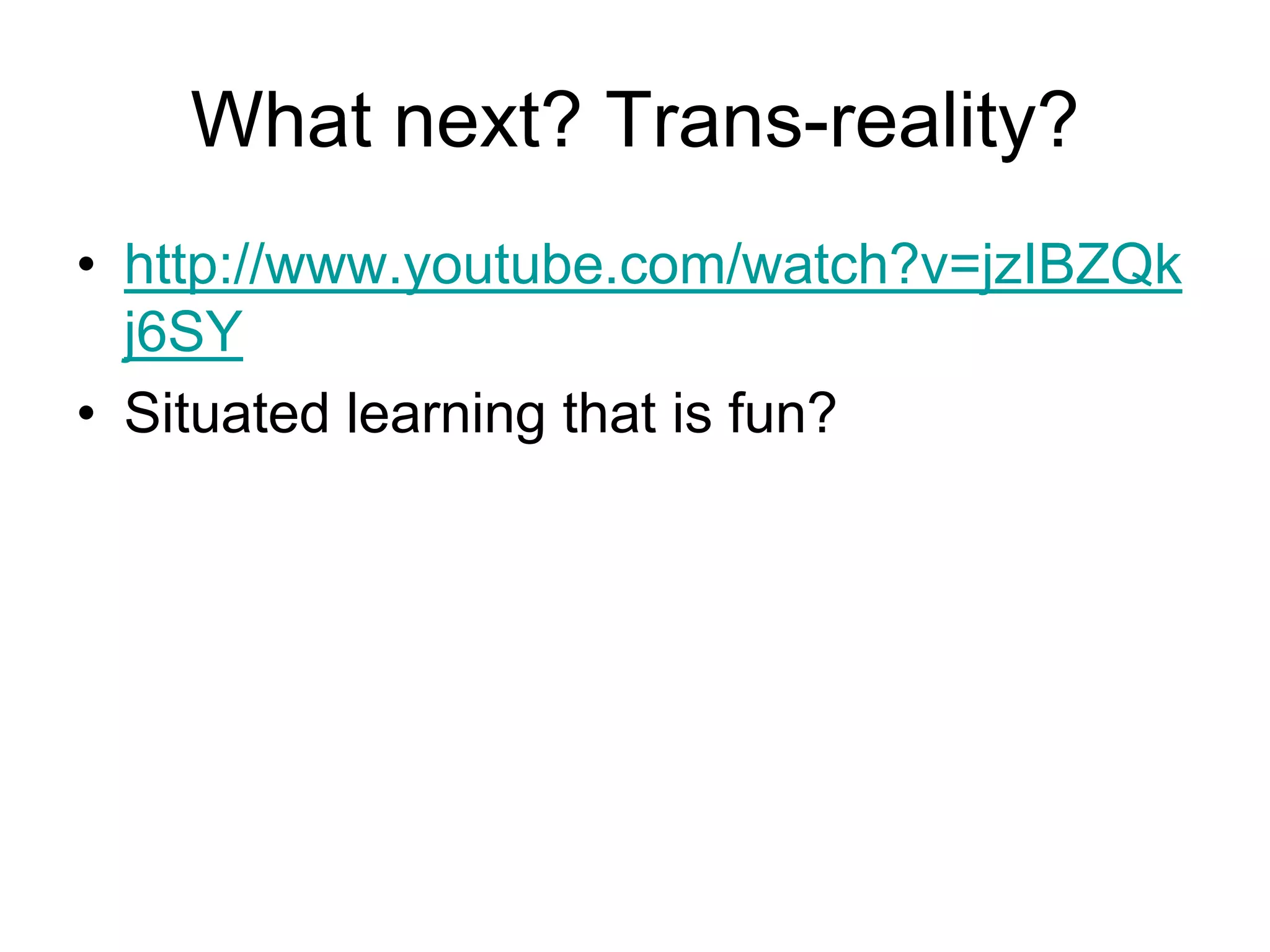 We (Smith et al., 2011) claim that the mobile tours appear to be acting as part of what Vygotsky calls the ‘more capable peer’ Assisting the learners as they move through stages of development in the Zone of Proximal Development. However, further issues about scaling up were surfaced which we return to in future work.