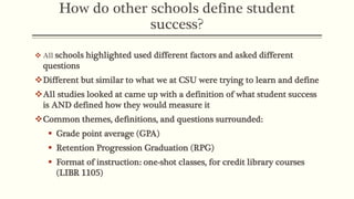 Reimagining the Library’s Connection to Student Success: An Assessment ...
