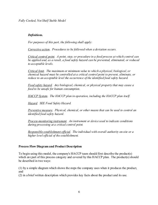 sample haccp plan