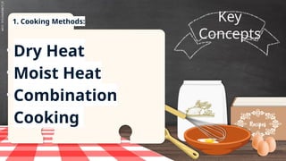 SLIDESMANIA.C
Key
Concepts
1. Cooking Methods:
•Dry Heat
•Moist Heat
•Combination
Cooking
 