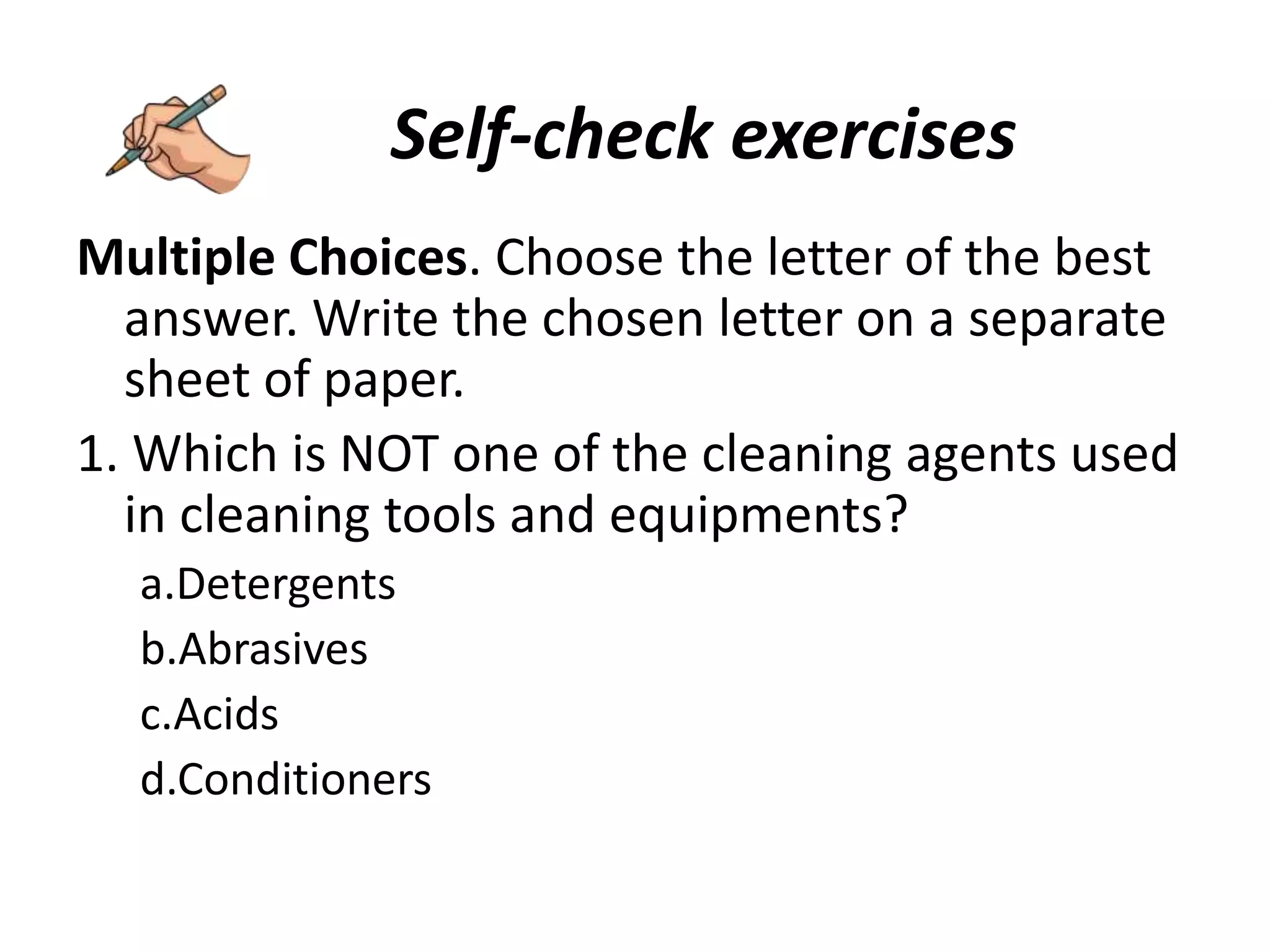 Cookery 9 1st quarter lo1 1 identify the chemicals to be utilized in