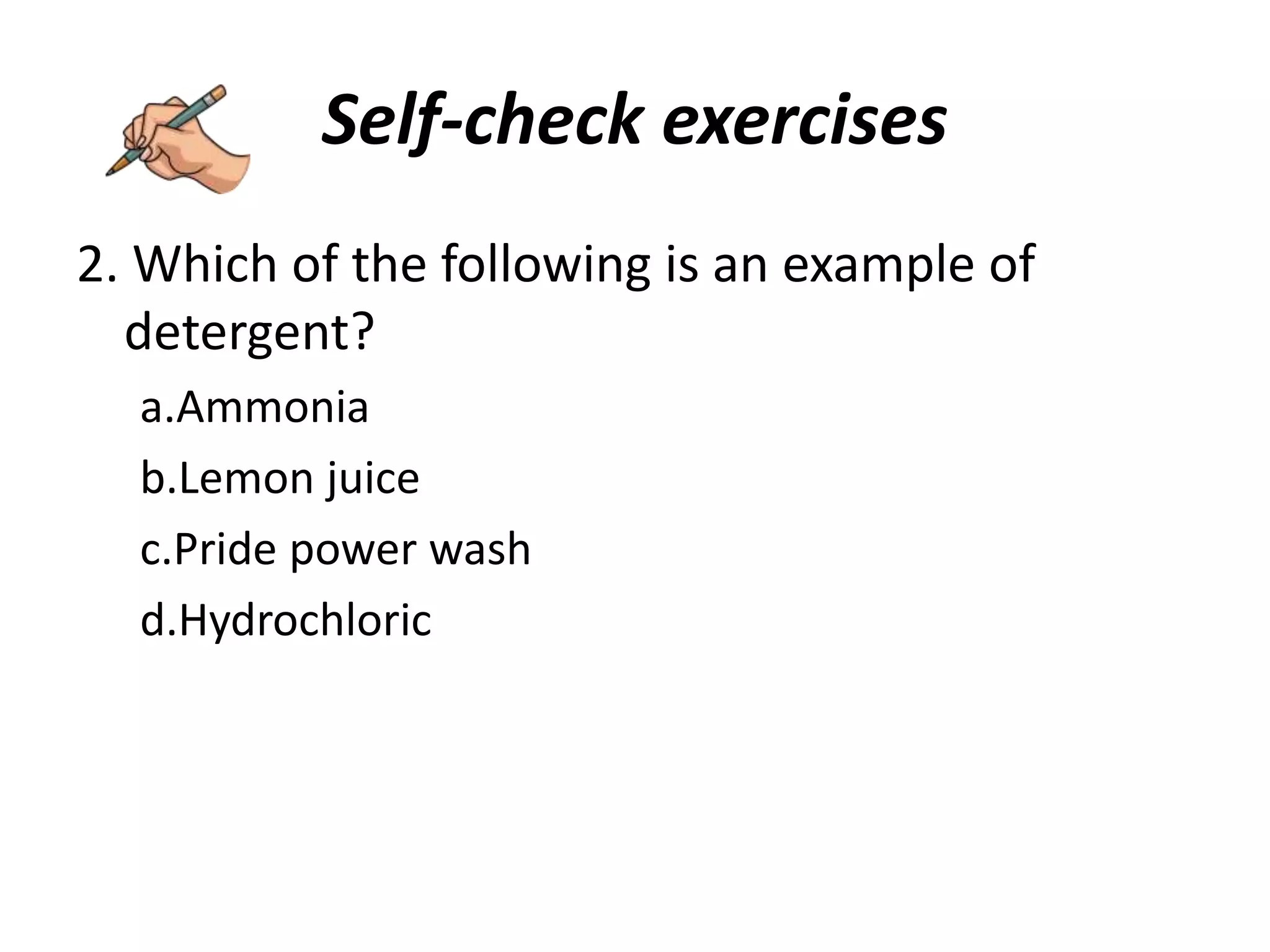 Cookery 9 1st quarter lo1 1 identify the chemicals to be utilized in