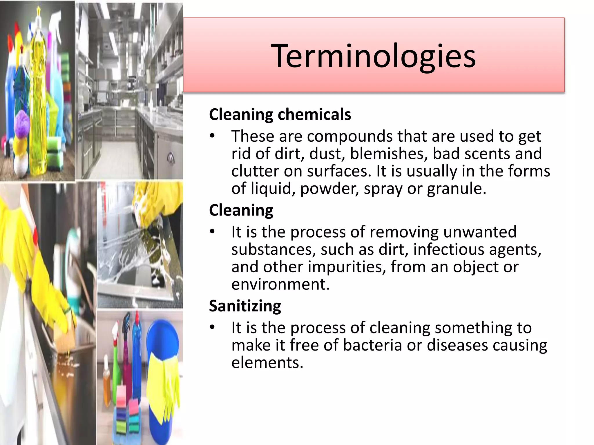 Cookery 9 1st quarter lo1 1 identify the chemicals to be utilized in