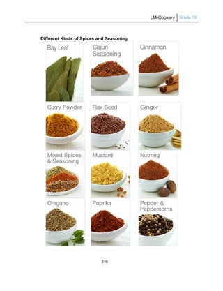 LM-Cookery Grade 10
246
Different Kinds of Spices and Seasoning
 