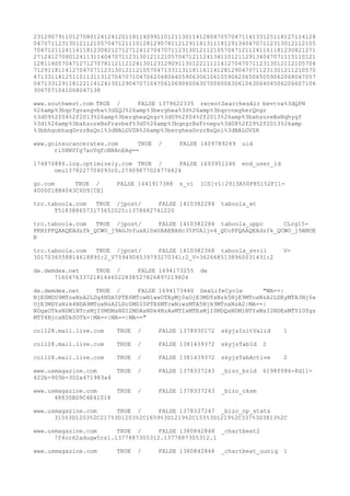 23129079110127080124124120118114099110121130114128047057047114133125118127114128
04707112313012112105704712111012812907811212911813111812913404707112313012112105
70471211241161181230821271271241270470711231301211210570471211241161181230821271
27124127080124113114047071123130121121057047121124134110121129134047071115110121
12811405704712712707811211212413012312909113012211111412704707112313012112105704
71291181141270470711231301211210570471331131181161141281290470711231301211210570
47133118125110113113127047071047062068064059063061061059062065065059062068047057
04713312911812211412413012904707104706106906006307006006306106306404506206607106
3067071061068047138
www.southwest.com TRUE / FALSE 1379622335 recentSearchesAir bevtva%3dQPN
%26amp%3bqrfgvangvba%3dZQJ%26amp%3berghea%3d%26amp%3bqrcnegherQngr
%3d09%2f04%2f2013%26amp%3bergheaQngr%3d09%2f04%2f2013%26amp%3bahzoreBsNqhygf
%3d1%26amp%3bahzoreBsFravbef%3d0%26amp%3bqngrBsFrnepu%3d08%2f29%2f2013%26amp
%3bbhgobhaqGvzrBsQnl%3dNALGVZR%26amp%3bergheaGvzrBsQnl%3dNALGVZR
www.goinsurancerates.com TRUE / FALSE 1409789249 uid
riSHNVIg7aoVqfcBBAnEAg==
174876886.log.optimizely.com TRUE / FALSE 1693951246 end_user_id
oeu1378227704093r0.27909877024776824
go.com TRUE / FALSE 1441917388 s_vi [CS]v1|2913A50F85152F11-
4000018B4043C6D9[CE]
trc.taboola.com TRUE /jpost/ FALSE 1410382284 taboola_wt
T5183886573173652025:1378482741220
trc.taboola.com TRUE /jpost/ FALSE 1410382284 taboola_uppc CLrg15-
PKBIPFQAAQEAdzfk_QCWO_j9AGJnfuxAiDxUAAEBAHc35P0Aljv4_QCoPFQAAQEAdzfk_QCWO_j9AMOE
B
trc.taboola.com TRUE /jpost/ FALSE 1410382368 taboola_svrii V-
3017036558814618895:2_V7594904539793270341:2_V-3626685138960031431:2
de.demdex.net TRUE / FALSE 1694173255 de
71604763372181446022838527826897219804
de.demdex.net TRUE / FALSE 1694173440 DexLifeCycle "MA==|
NjE0MDU9MToxNzA2LDg4NDA5PTE6MTcwNiwxOTAyMj0xOjE3MDYsNzk5NjE9MToxNzA2LDEyMTA3Nj0x
OjE3MDYsNzk4NDA9MToxNzA2LDc0MDI0PTE6MTcwNiwzMTA5Njk9MToxNzA2|MA==|
NDgxOTksNDM1NTcsMjI0MDMsNDI2MDAsNDk4NzAsMTIxMTEsMjI0MDQsNDM1NTYsMzI2NDEsMTY1OTgs
MTY4NjcsNDk0OTk=|MA==|MA==|MA=="
col128.mail.live.com TRUE / FALSE 1378930172 skyjsInitValid 1
col128.mail.live.com TRUE / FALSE 1381439372 skyjsTabId 2
col128.mail.live.com TRUE / FALSE 1381439372 skyjsTabActive 2
www.usmagazine.com TRUE / FALSE 1378337243 _bizo_bzid 6198f086-8d11-
422b-905b-302a471983a4
www.usmagazine.com TRUE / FALSE 1378337243 _bizo_cksm
48830BD9C4E41018
www.usmagazine.com TRUE / FALSE 1378337247 _bizo_np_stats
315%3D1203%2C217%3D1203%2C1659%3D1219%2C155%3D1219%2C337%3D3813%2C
www.usmagazine.com TRUE / FALSE 1380842848 _chartbeat2
7f4or62adugw5rsl.1377887305312.1377887305312.1
www.usmagazine.com TRUE / FALSE 1380842848 _chartbeat_uuniq 1
 