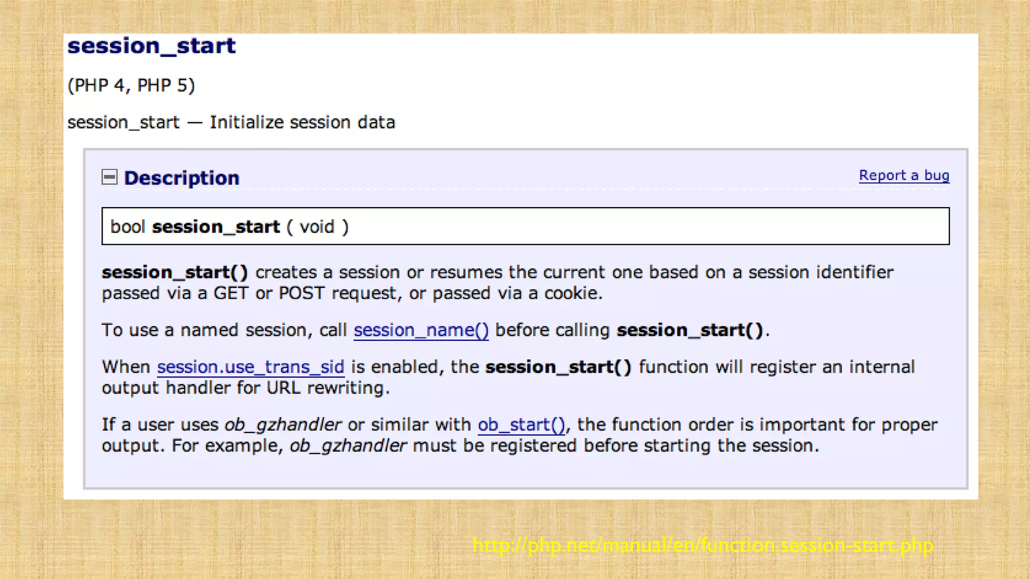 http://php.net/manual/en/function.session-start.php
 