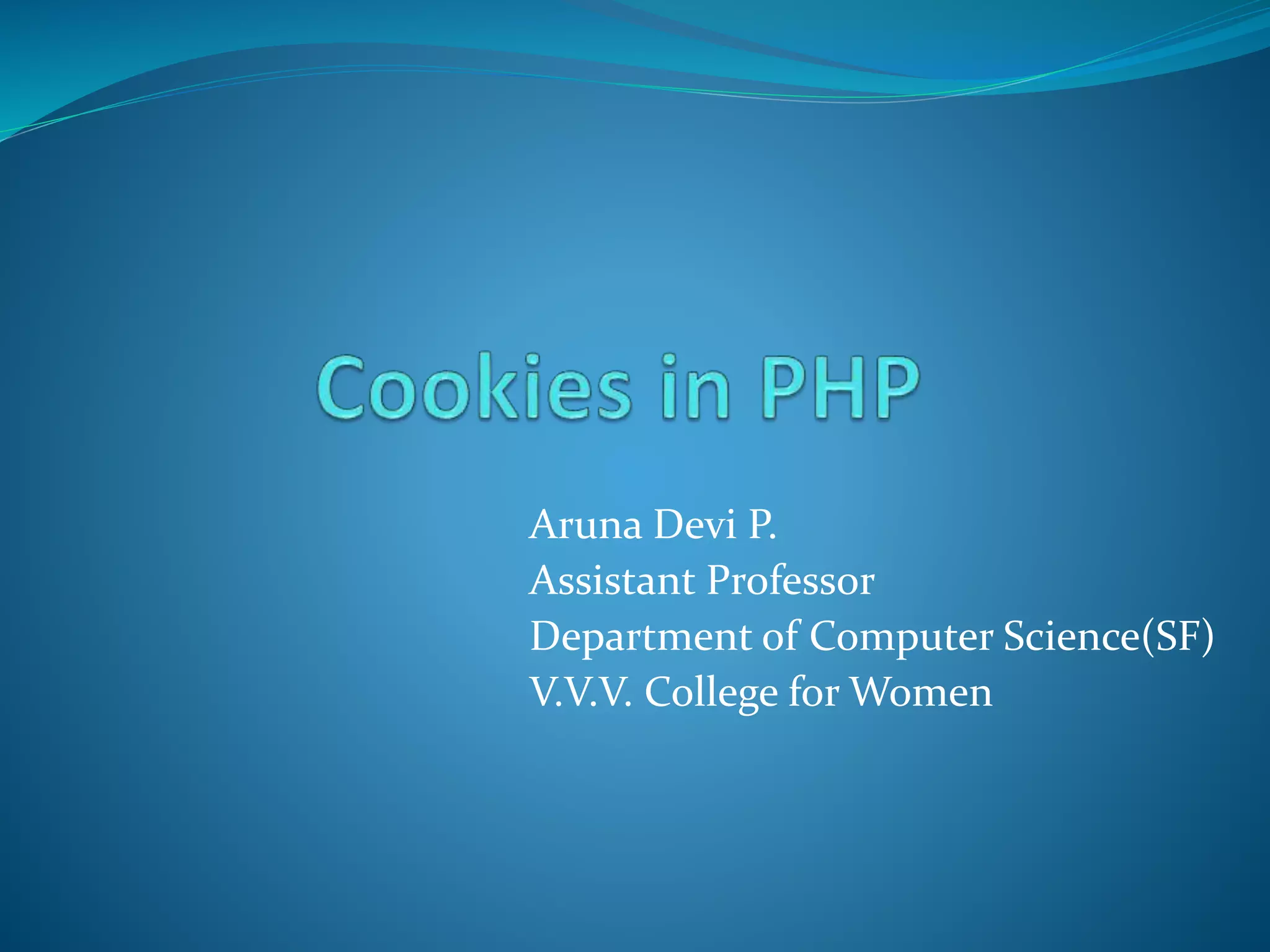 Aruna Devi P.
Assistant Professor
Department of Computer Science(SF)
V.V.V. College for Women
 
