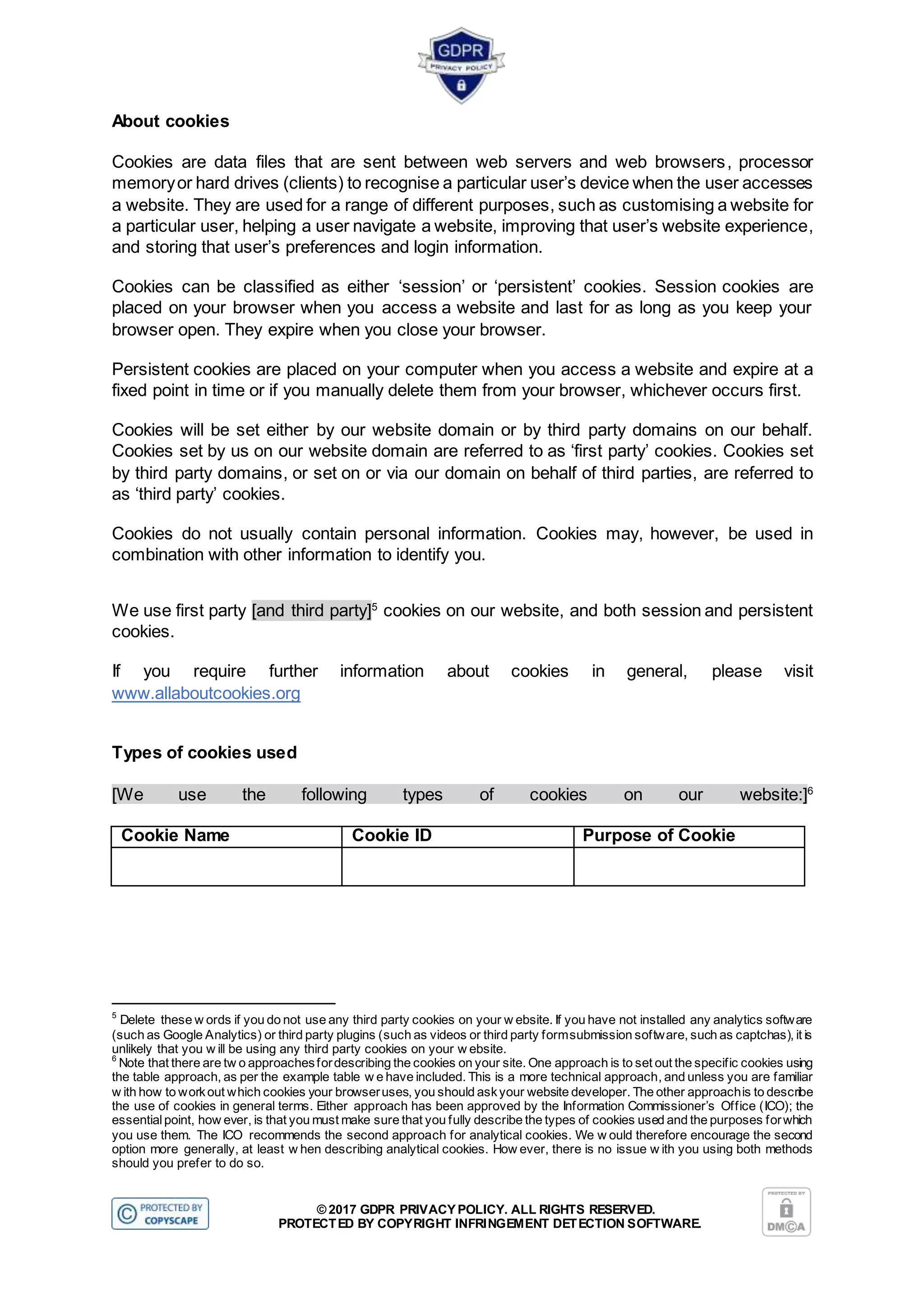 GDPR Cookies Policy PDF