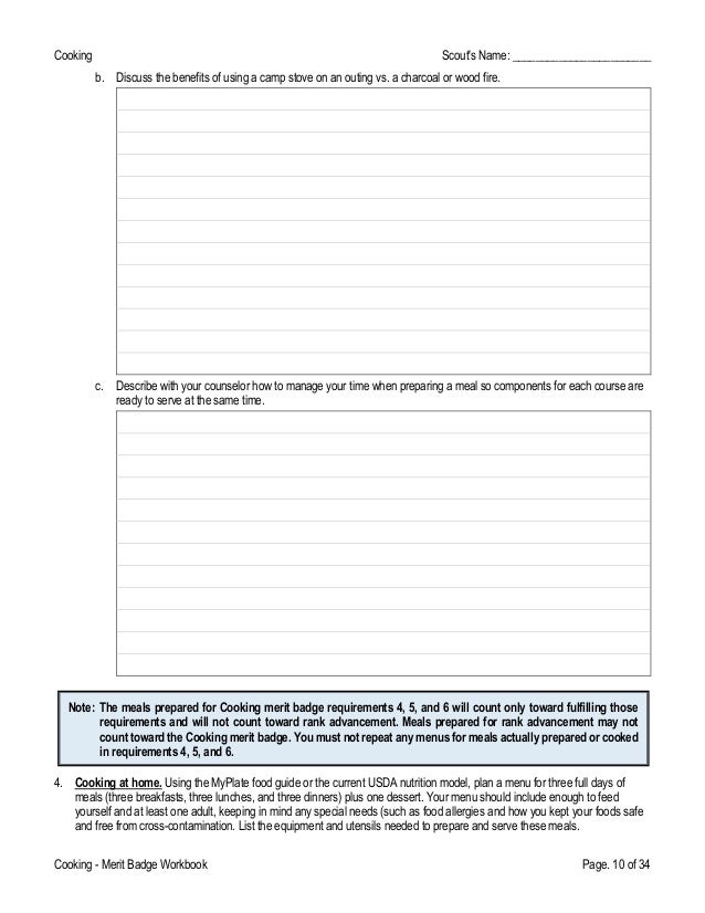 cooking merit badge workbook answers