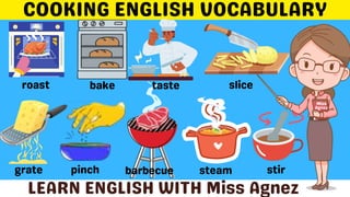 Cooking Vocabulary with Pictures and Sentences | Fun Learning English with Miss Agnez