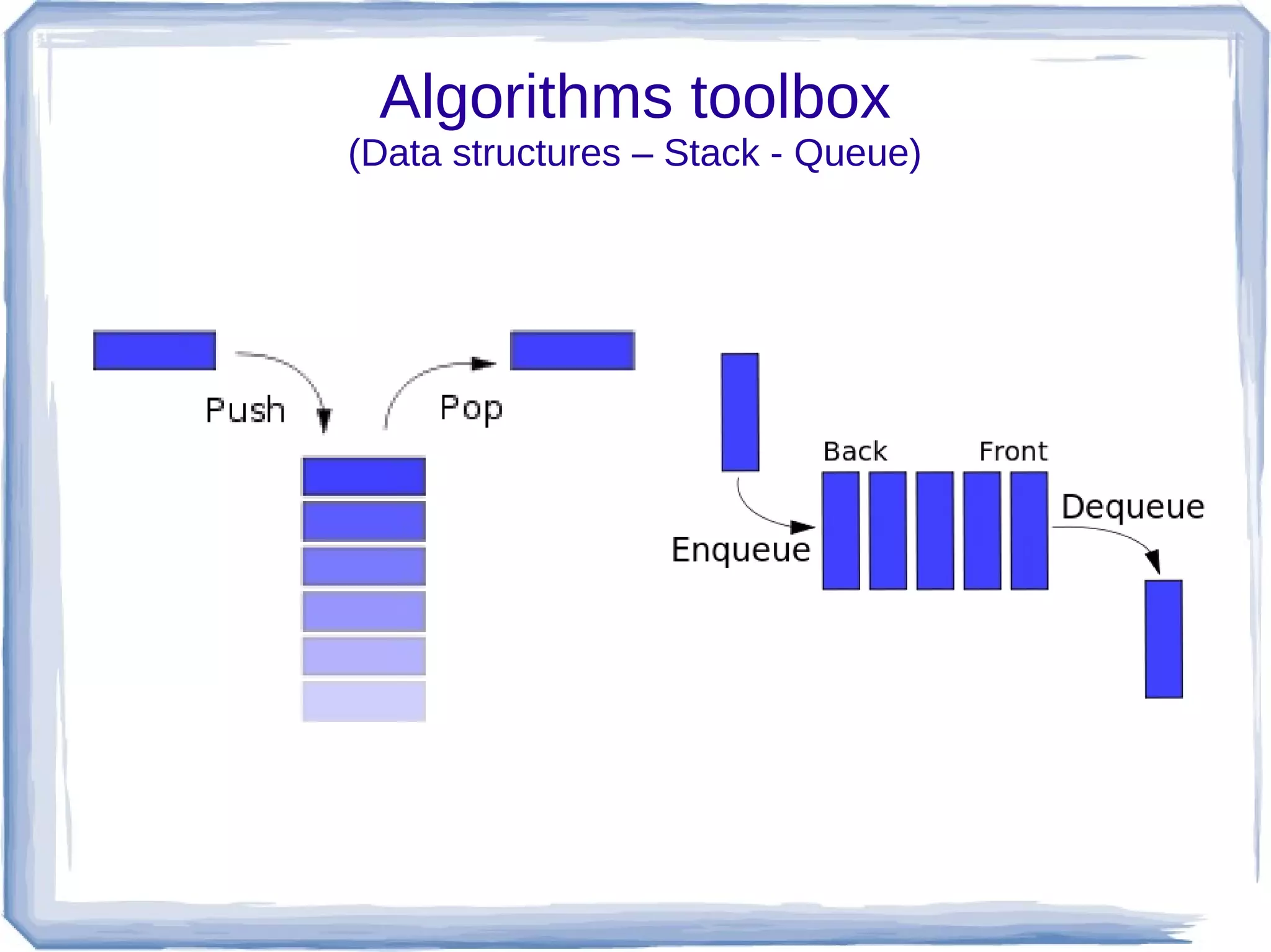 Algorithms toolbox
(Data structures – Stack - Queue)
 