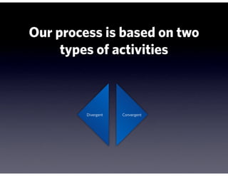 Our process is based on two
     types of activities



         Divergent   Convergent
 
