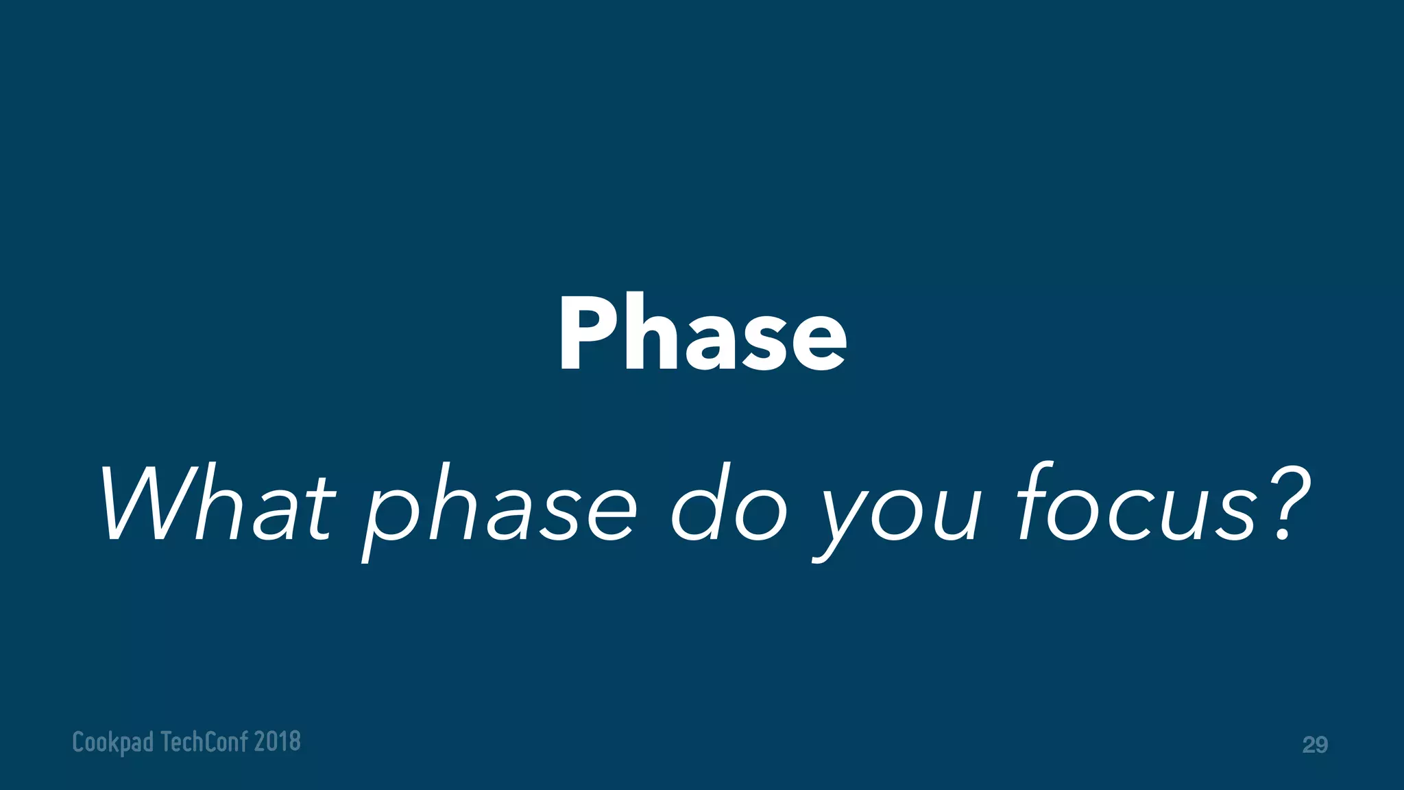 29
Phase
What phase do you focus?
 