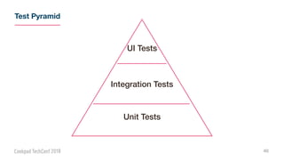 Test Pyramid
46
UI Tests
Integration Tests
Unit Tests
 