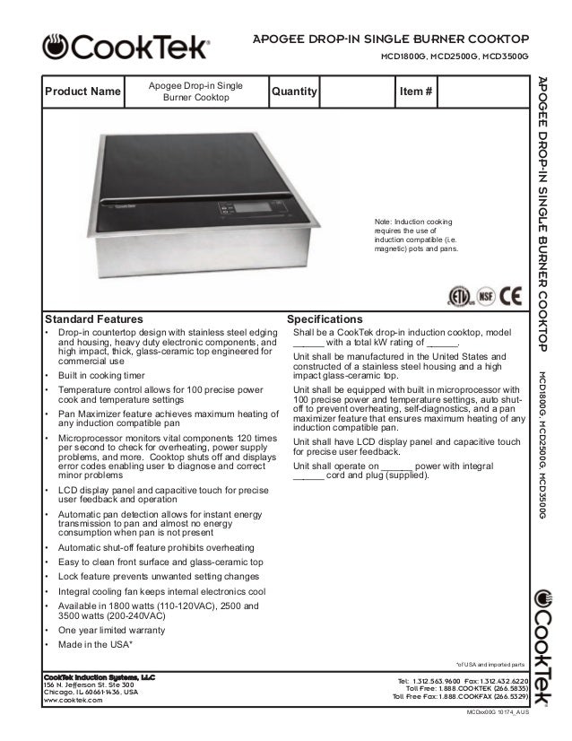 Cook Tek Mcd2500 G