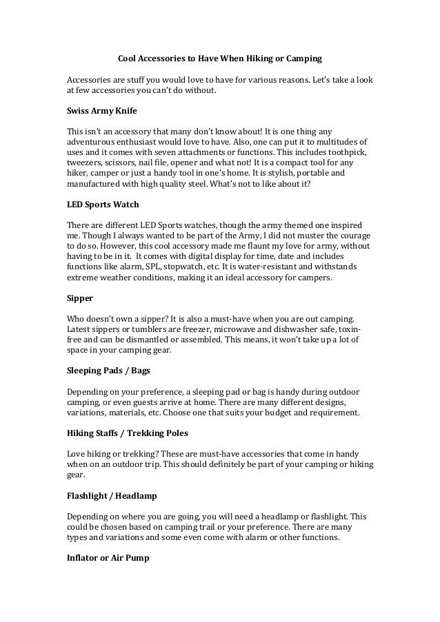 Cool accessories to have when hiking or camping