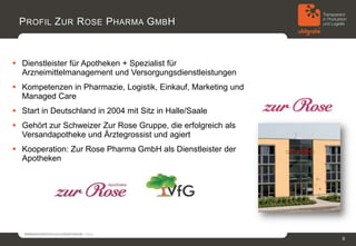 P ROFIL Z UR R OSE P HARMA G MB H



 Dienstleister für Apotheken + Spezialist für
  Arzneimittelmanagement und Versorgun...
