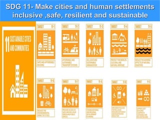 SDG 11- Make cities and human settlements
inclusive ,safe, resilient and sustainable
 