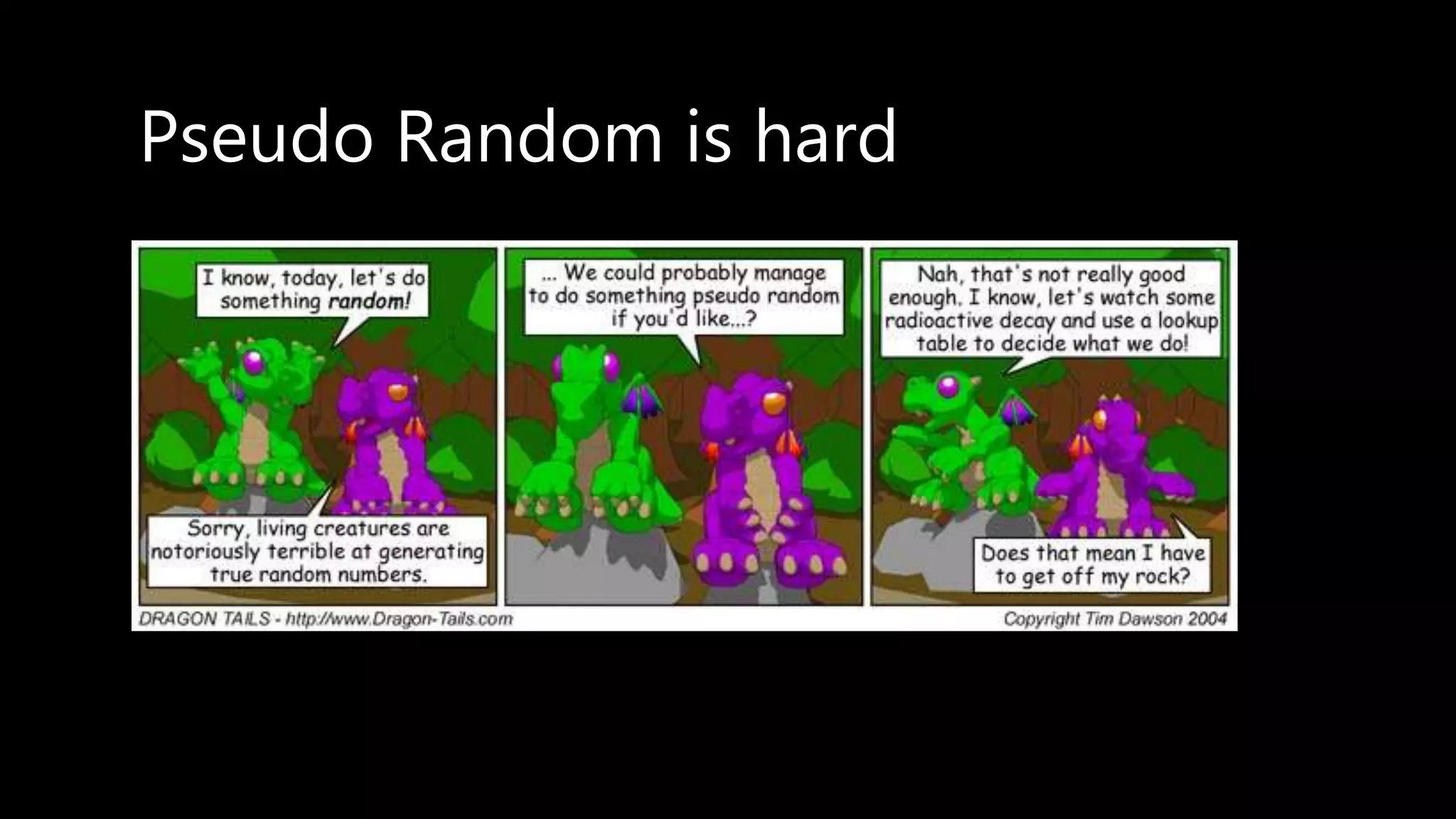 Pseudo Random is hard
 