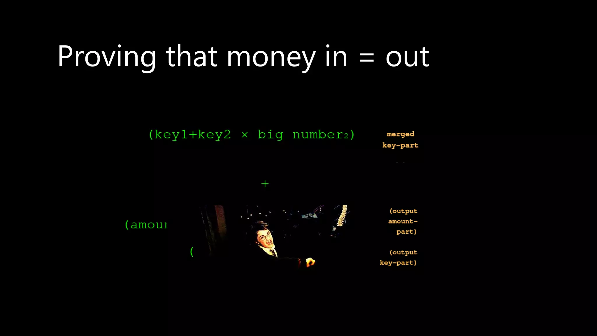 Proving that money in = out
 