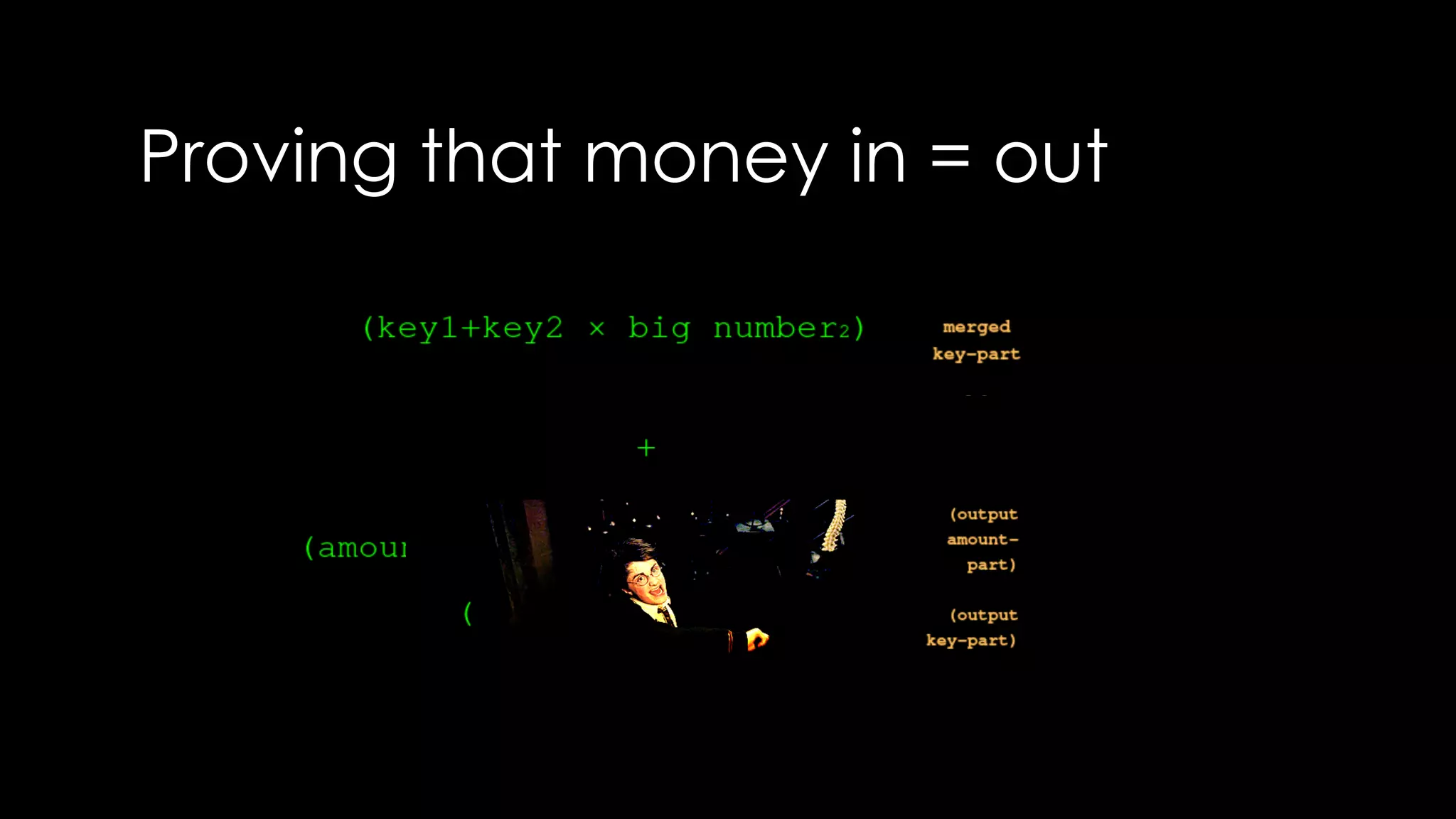 Proving that money in = out
 