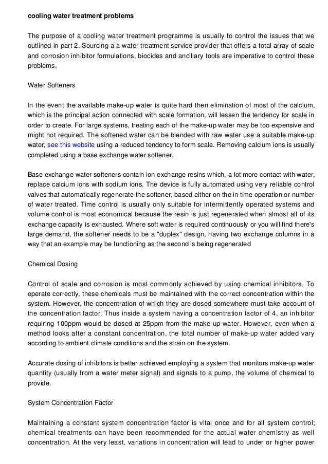 Cooling Water Treatment Problems The best way to Control Them