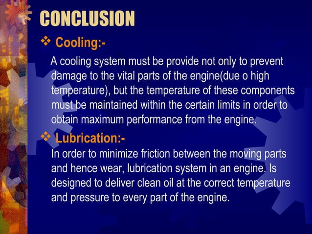 Cooling and Lubrication of Engines | PPT