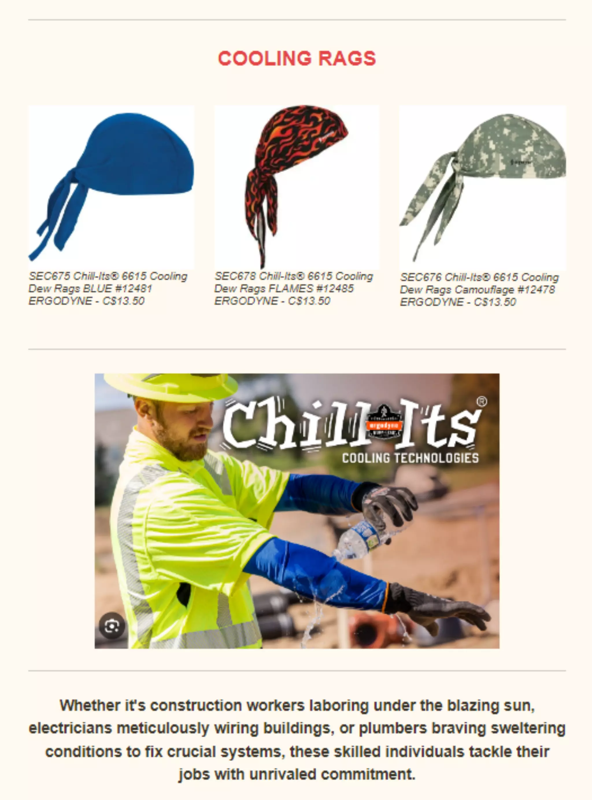 Cooling Products For the Skilled Trades Sector