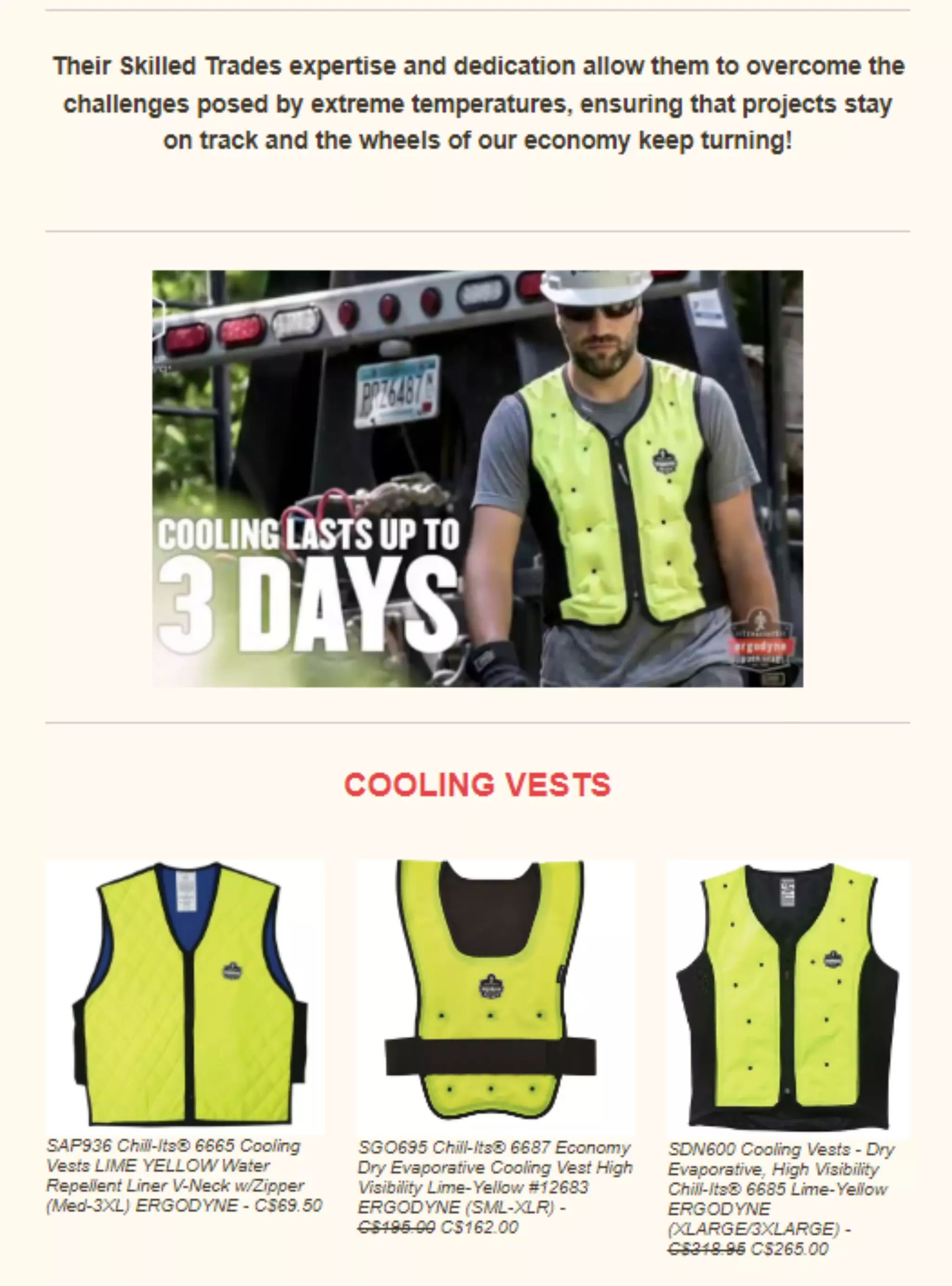 Cooling Products For the Skilled Trades Sector