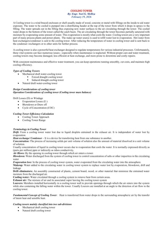 COOLING TOWER TOWER PRINCIPLESM ANALYSIS AND DESIGN | PDF