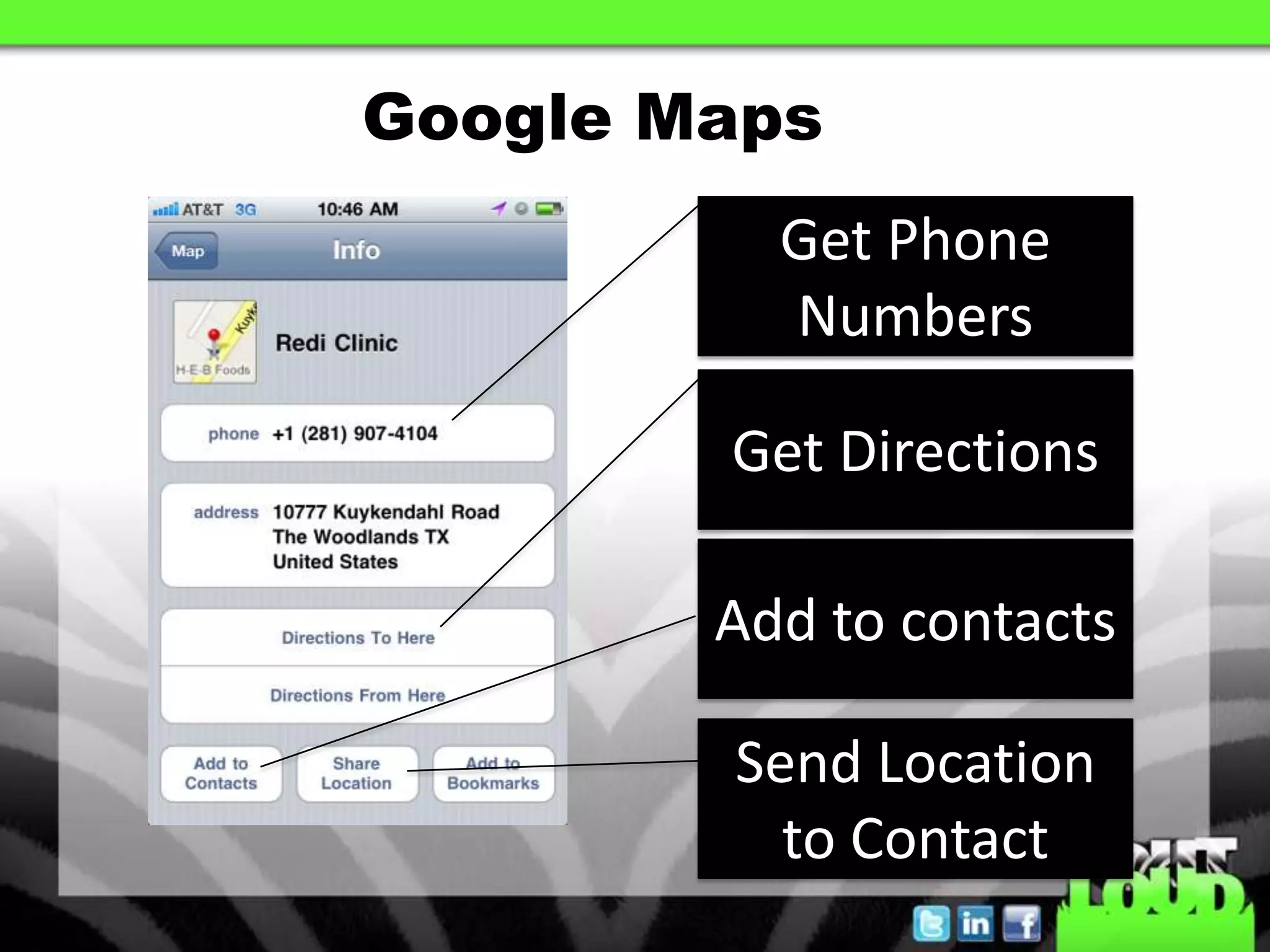 Google MapsGet Phone NumbersGet DirectionsAdd to contactsSend Location to Contact