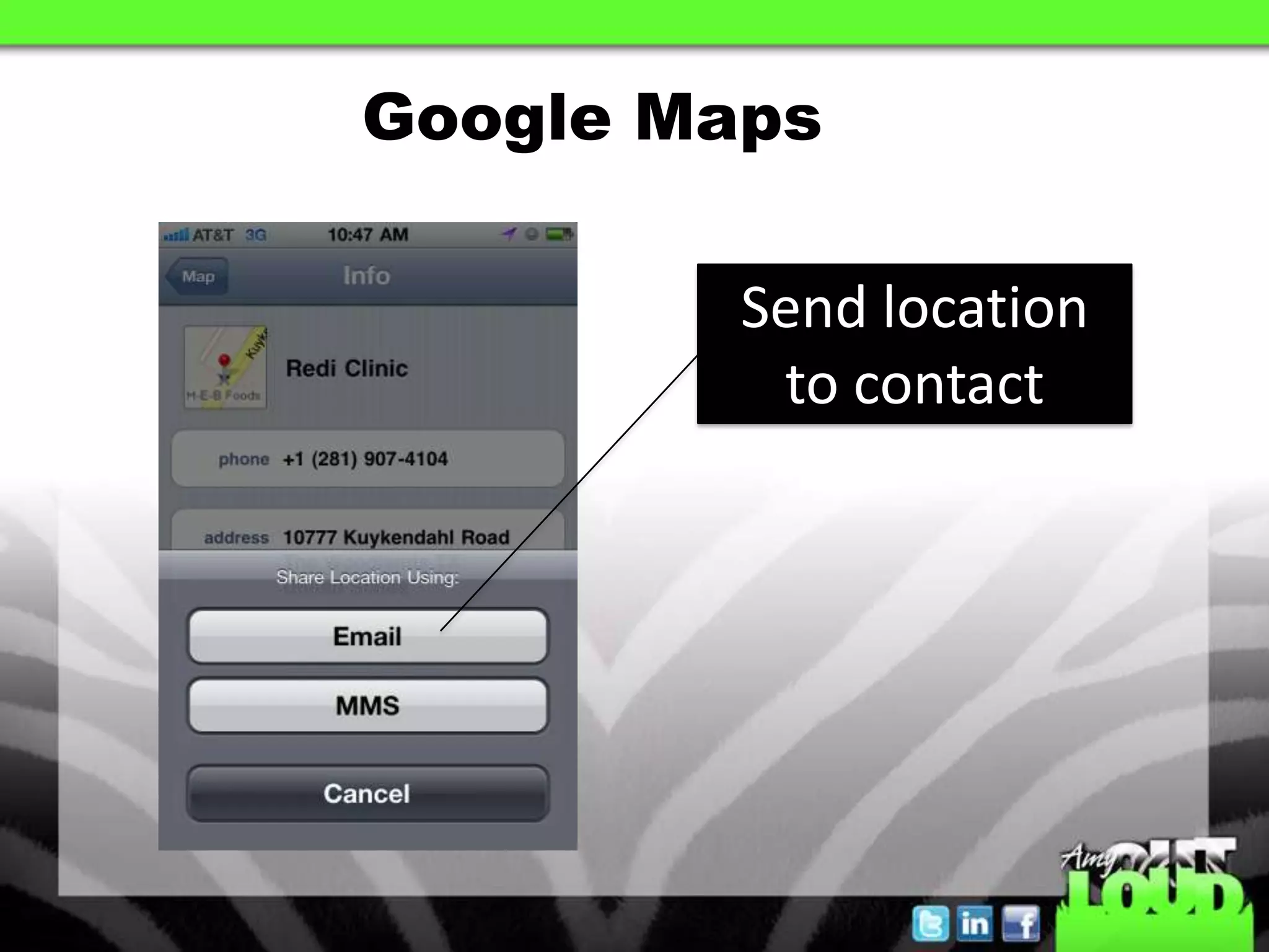 Google MapsSend location to contact