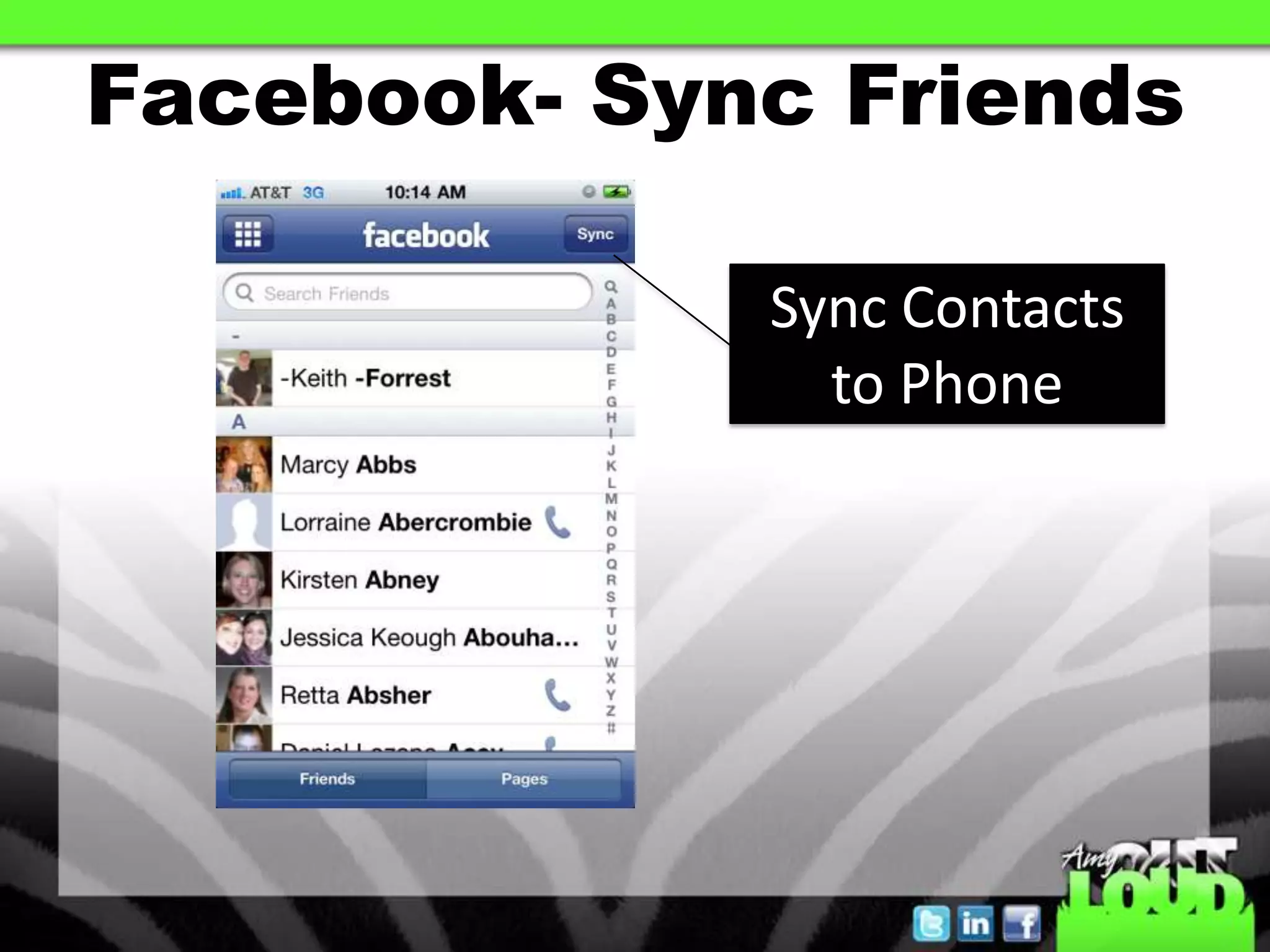Facebook- Sync FriendsSync Contacts to Phone
