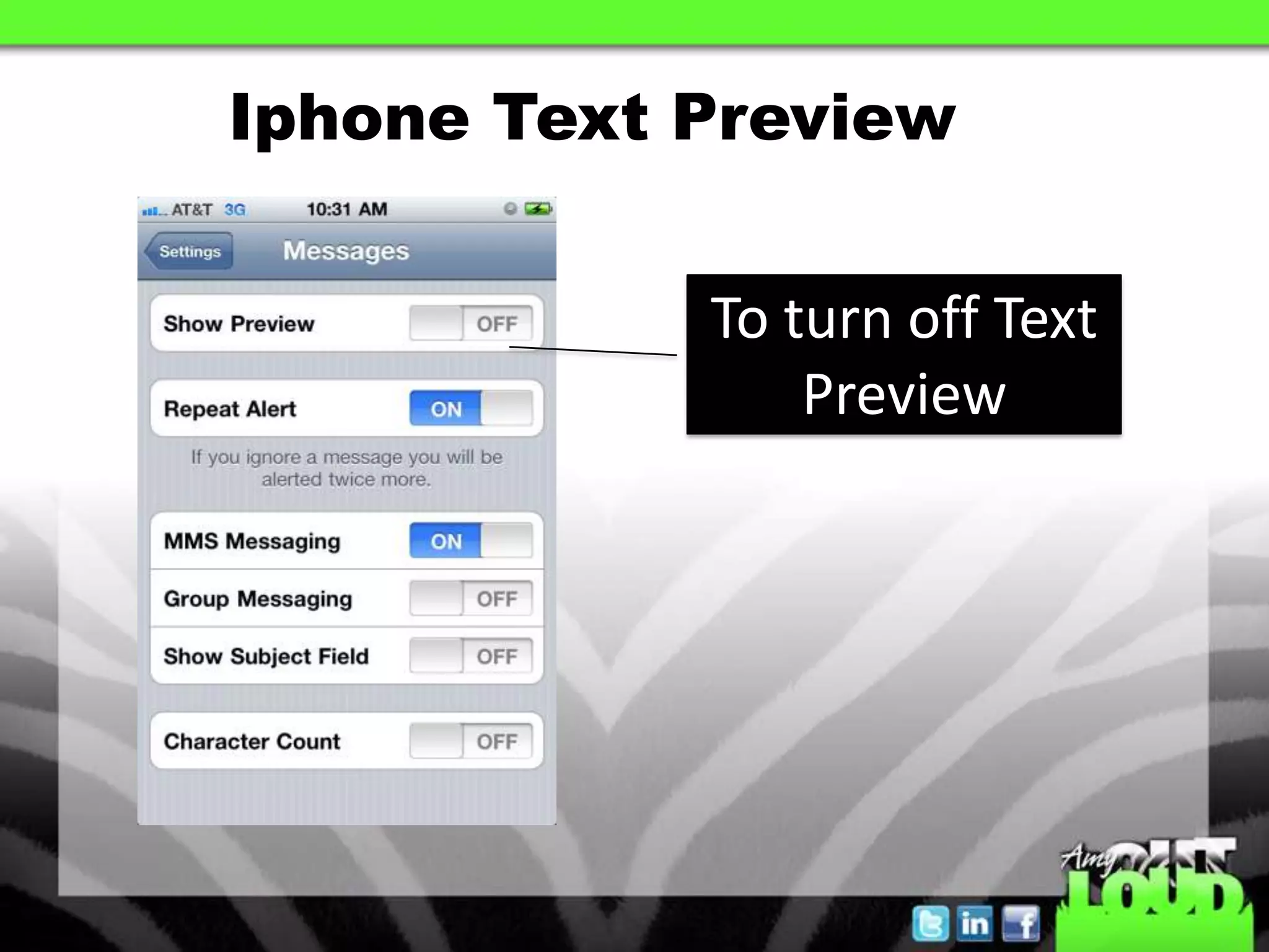 Iphone Text PreviewTo turn off Text Preview
