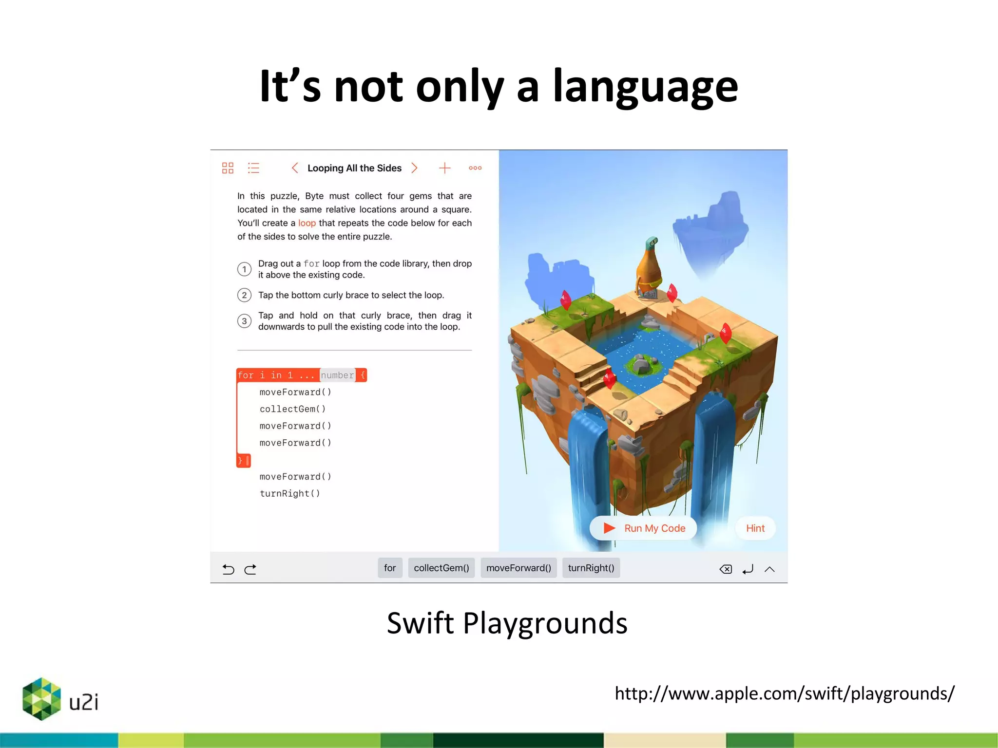 It’s not only a language
Swift Playgrounds
http://www.apple.com/swift/playgrounds/
 