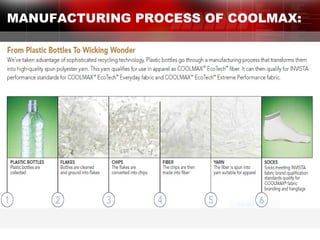 MANUFACTURING PROCESS OF COOLMAX:
14
 