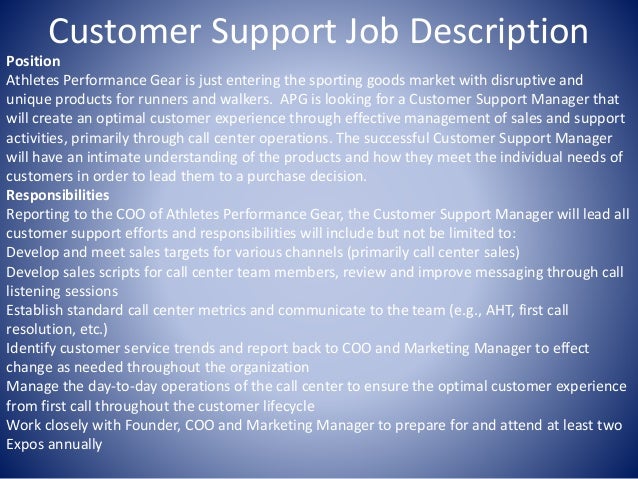 COO, Marketing Manager and Customer Support Job Descriptions